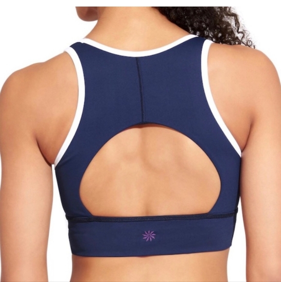 Athleta Black Sports Bra Cut Out Back Black Women's Size Small Racer back - Picture 8 of 8